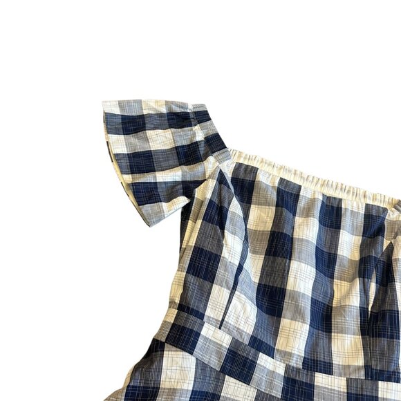 Adelyn Rae Off-Shoulder Gingham Plaid Dress Cutout Back A-Line Size Medium NWT - Picture 4 of 12